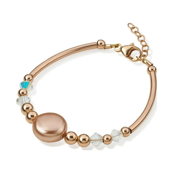 Baby Girl Infant Toddler Banglet Bracelet with 14kt Rose Gold Filled Beads | Luxury Baby Gift (BN14)