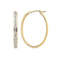 thumbnail image 1 of 14K Yellow Gold Accent Diamond Oval Hoop Earrings, 1 of 4