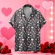 thumbnail image 1 of Ceisia Fashion Unisex Men Women Casual Short Sleeve Printed Turndown Collar Button Gift Shirt, 1 of 5