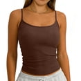 thumbnail image 2 of Miluxas Scoop Neck Camisole Tops for Women Spaghetti Strap Tank Top Womens Camisole Undershirt Adjustable Slim Fitted Camisoles Brown, 2 of 5