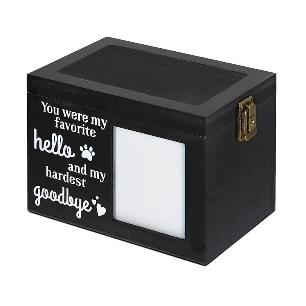 Urna para cenizas de mascotas Urna de cremación para mascotas Urna de madera conmemorativa duradera para mascotas Caja conmemorativa para mascotas negro