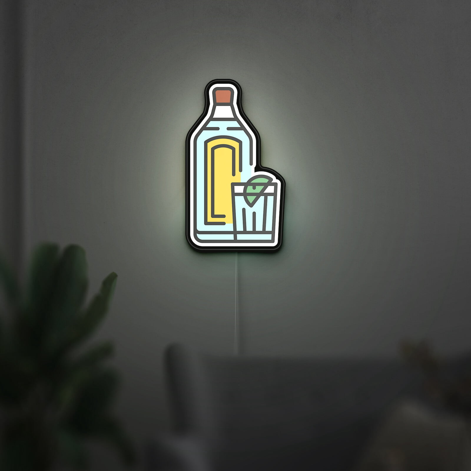 Gin Bottle 3D Novelty Light Box, Alcohol Lamp Decor for Bar Walls, Liquor Cabinets and Food & Beer Lovers (Width 12 inch, 30cm)