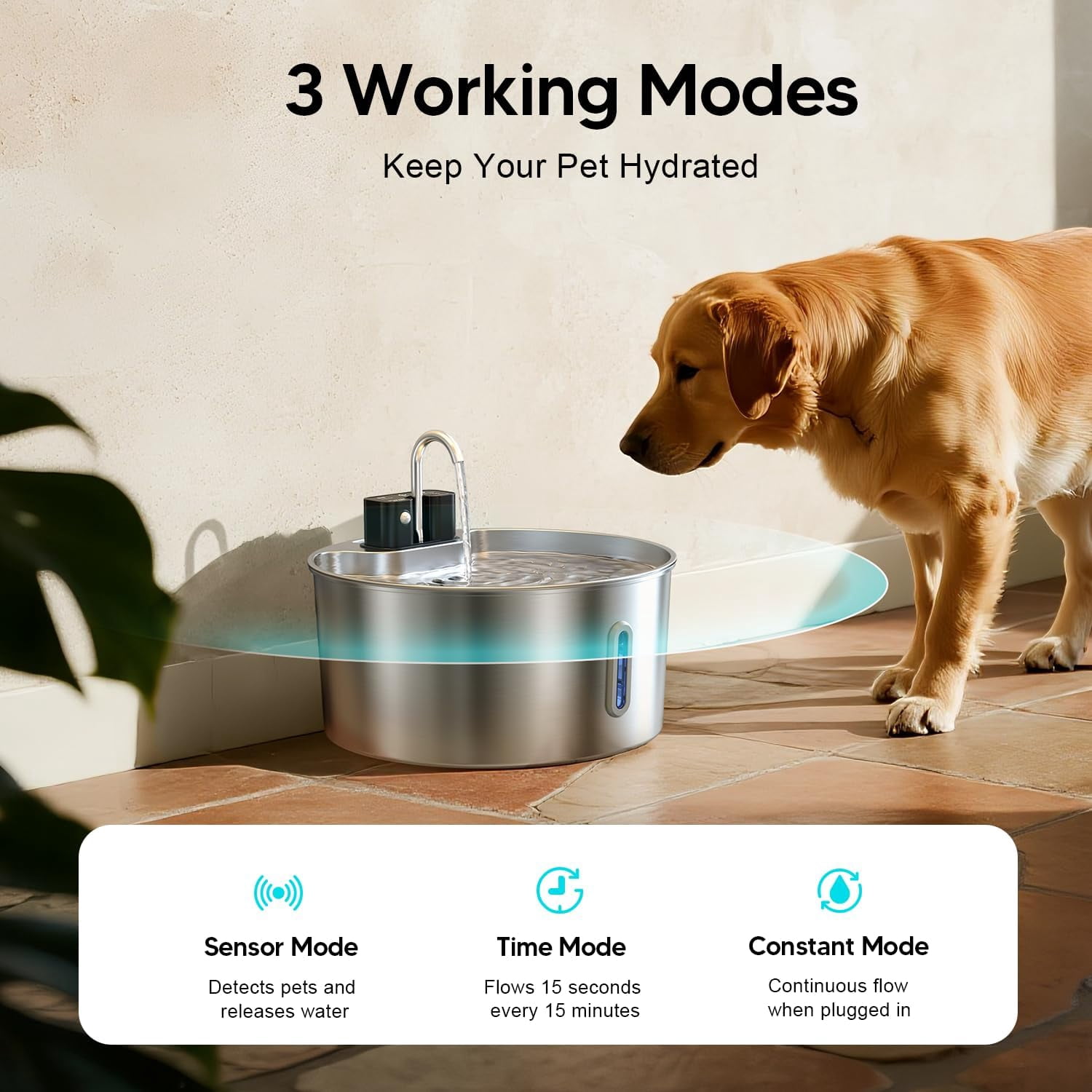 Dog Water Fountain: 1.8Gal/7L Wireless Stainless Steel Dog Fountain Bowl for Small to Large Dogs, Battery Operated Pet Water Dispenser Indoor with Ultra-Quiet Pump, Easy Clean, 6 Filter