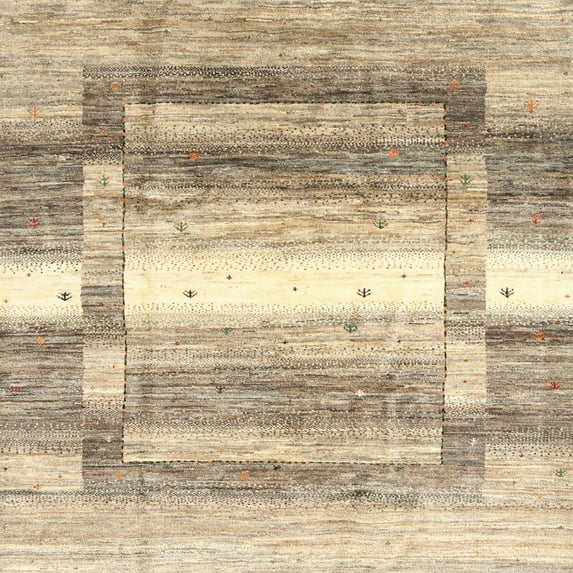 Ahgly Company Indoor Square Contemporary Brown Gold Abstract Area Rugs, 5' Square