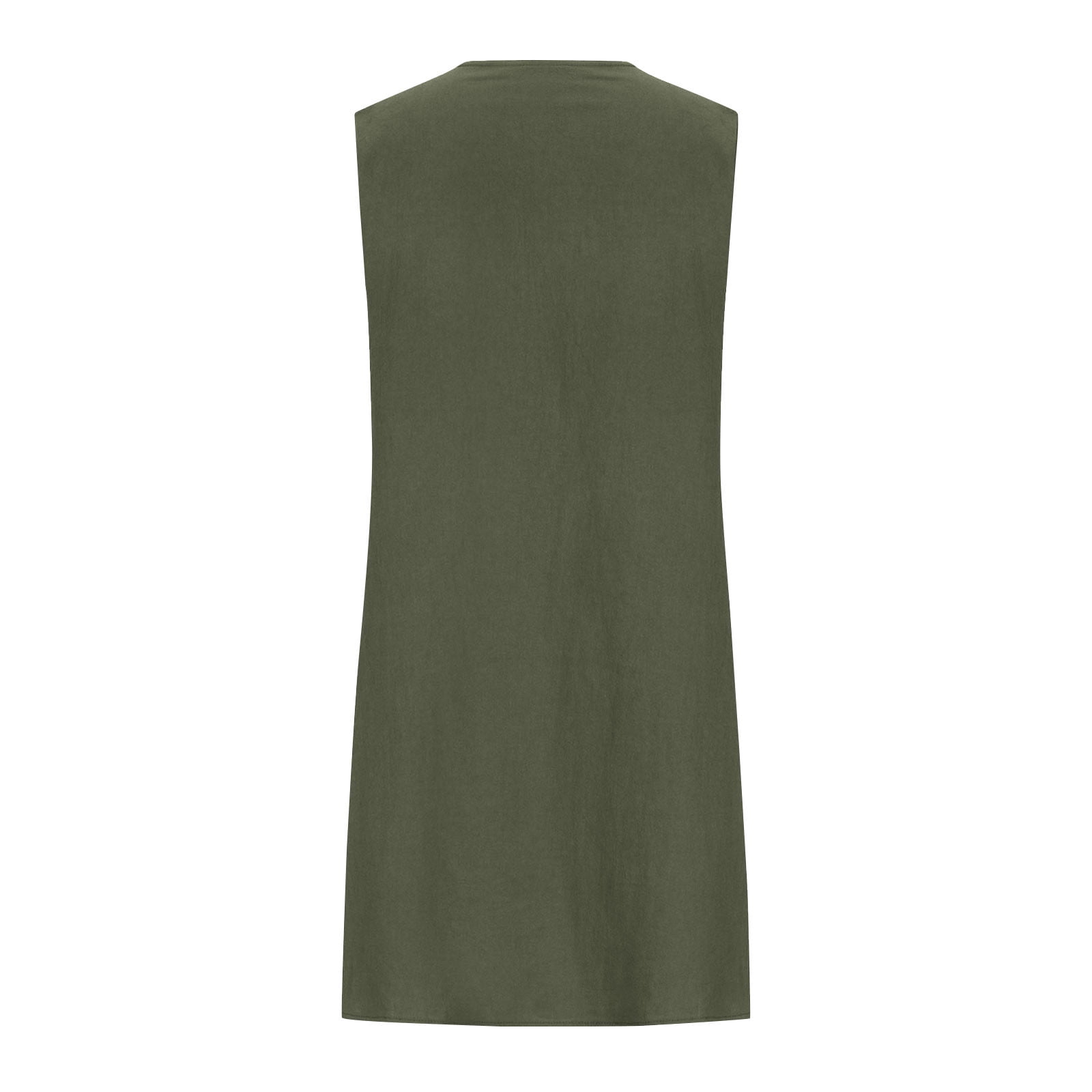 Ecqkame Cotton Linen Dresses for Women 2025 Summer Solid Color