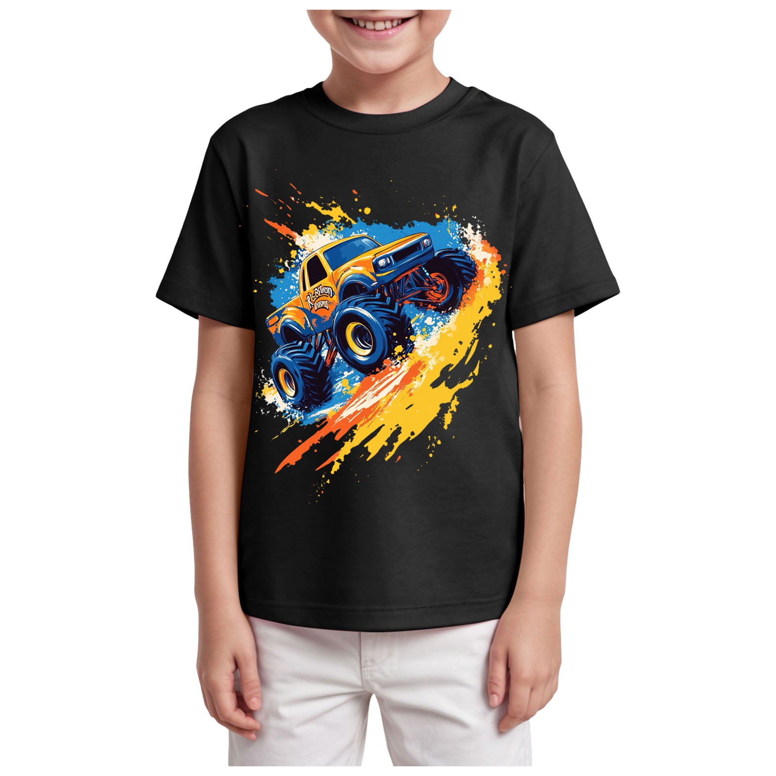 Qopobobo Toddler Boy Shirts Boys Shirts Short Sleeve T-Shirts Kids Basic Crew Neck Tops Casual Cotton Tees Clothes Black 11-12 Years