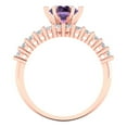 thumbnail image 4 of 1.66 ct Brilliant Round Cut Alexandrite 18K Rose Gold Solitaire with Accents Engagement Bridal Wedding Ring Band Set size 6, 4 of 7