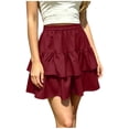 thumbnail image 6 of Hduncf Flowy Skirt Dress for Women Boho Ruffled Tiered Skorts Casual High Waist Mini Skirts Tennis Golf Comfy Skirts Fashion Red M, 6 of 6