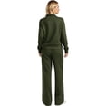 thumbnail image 3 of 2 Piece Sets for Women Stand Collar Zip Top and High Waist Wide Leg Pants, S, 3 of 5