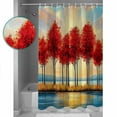 thumbnail image 3 of Extra Long Shower Curtain 72x84 Inch, Autumn Leaves Shower Curtain Waterproof Bathroom Decor Orange Sunrise Ombre Lake Reflection Fabric Bath Curtain Set Accessories with Hooks, 3 of 6