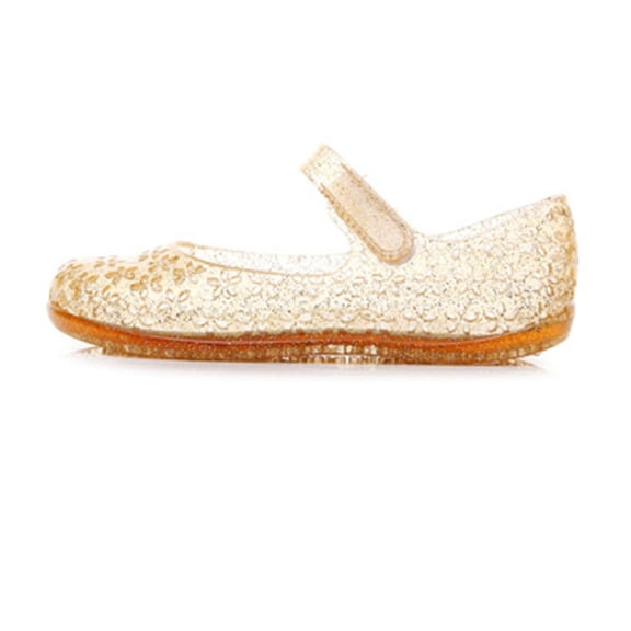 Momihoom Girls' Floral Embossed Glitter Jelly Mary Jane Princess Shoes, Closed-Toe Comfortable Kids' Sandals for Beach & Casual Wear