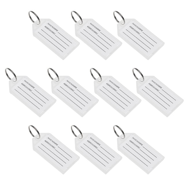 Uxcell 56x29mm Plastic Key Tags with Split Keyring White 10 Count