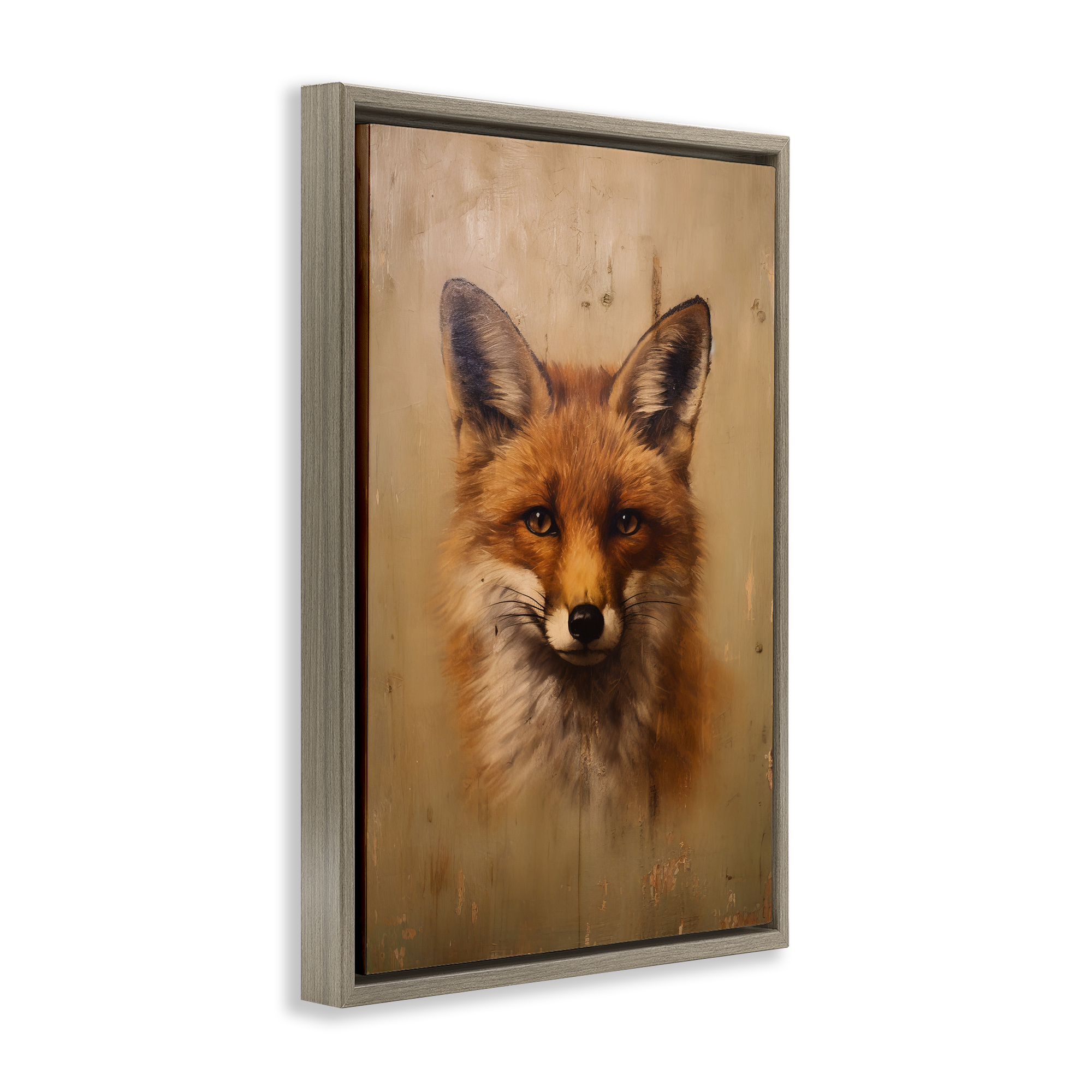 Stupell Industries Woodland Fox Face Animals & Insects Painting Brown Floater Framed Canvas Art Print Wall Art, 17 x 25