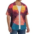 thumbnail image 2 of Daiia Neon Sunset Cyberpunk Cityscape Men's Linen Shirts Short Sleeve Casual Shirts Button Down Shirt for Men Beach Summer Wedding Shirt-XX-Large, 2 of 6