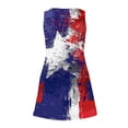 thumbnail image 7 of Ygbgbb Womens Independence Day Dresses Pleated Waist Strap Mini Dresses V Neck Flag Sleeveless Dresses E-Multicolor XL, 7 of 7