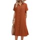 thumbnail image 1 of Vestido camisero HOTOUCH, casual, holgado, con botones, rojo ladrillo, 1 of 6