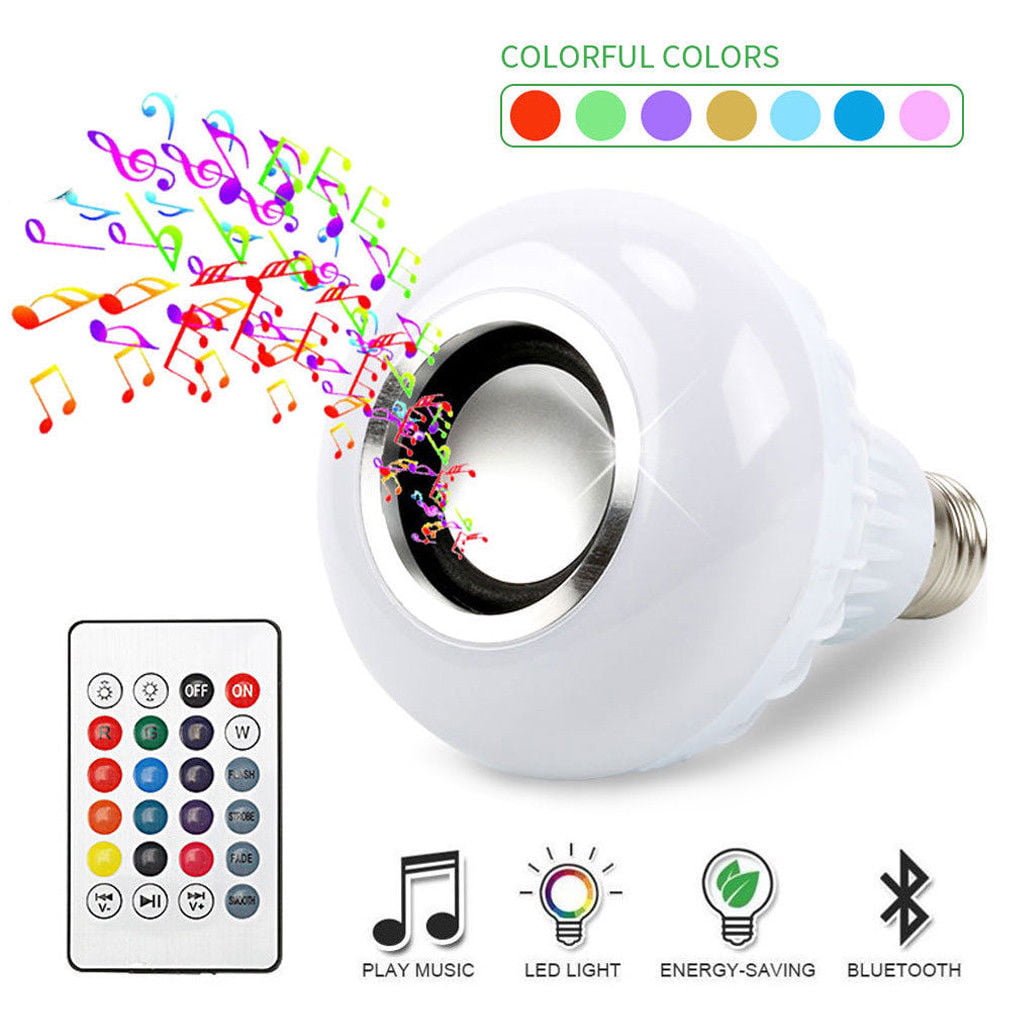 1PCS LED Wireless Bluetooth Bulb Light Speaker 12W RGB Smart Music Play Lamp_KN