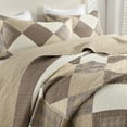 thumbnail image 3 of DUOHONG King Bedspread 100% Cotton Farmhouse Reversible Bedding Set, Brown/Beige/Khaki, 120"W x 120"L, 3 of 8