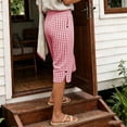 thumbnail image 6 of Cagogo Women Plus Size Capri Pants Elastic Waist Cropped Pants with Pockets Plaid Casual Regular Fit Cropped Shorts Vacation Beach Summer Lounge Trousers, Red 2XL, 6 of 9