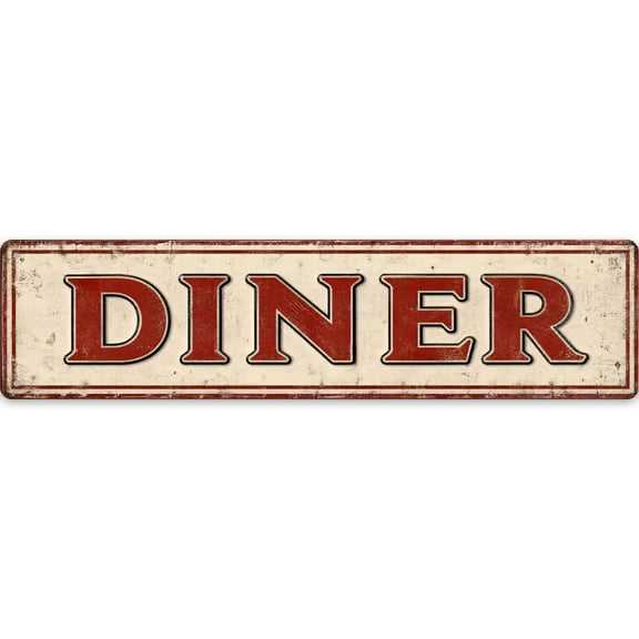 Vintage Diner 16x4 Metal Wall Decor Sign for Rustic Home Decor