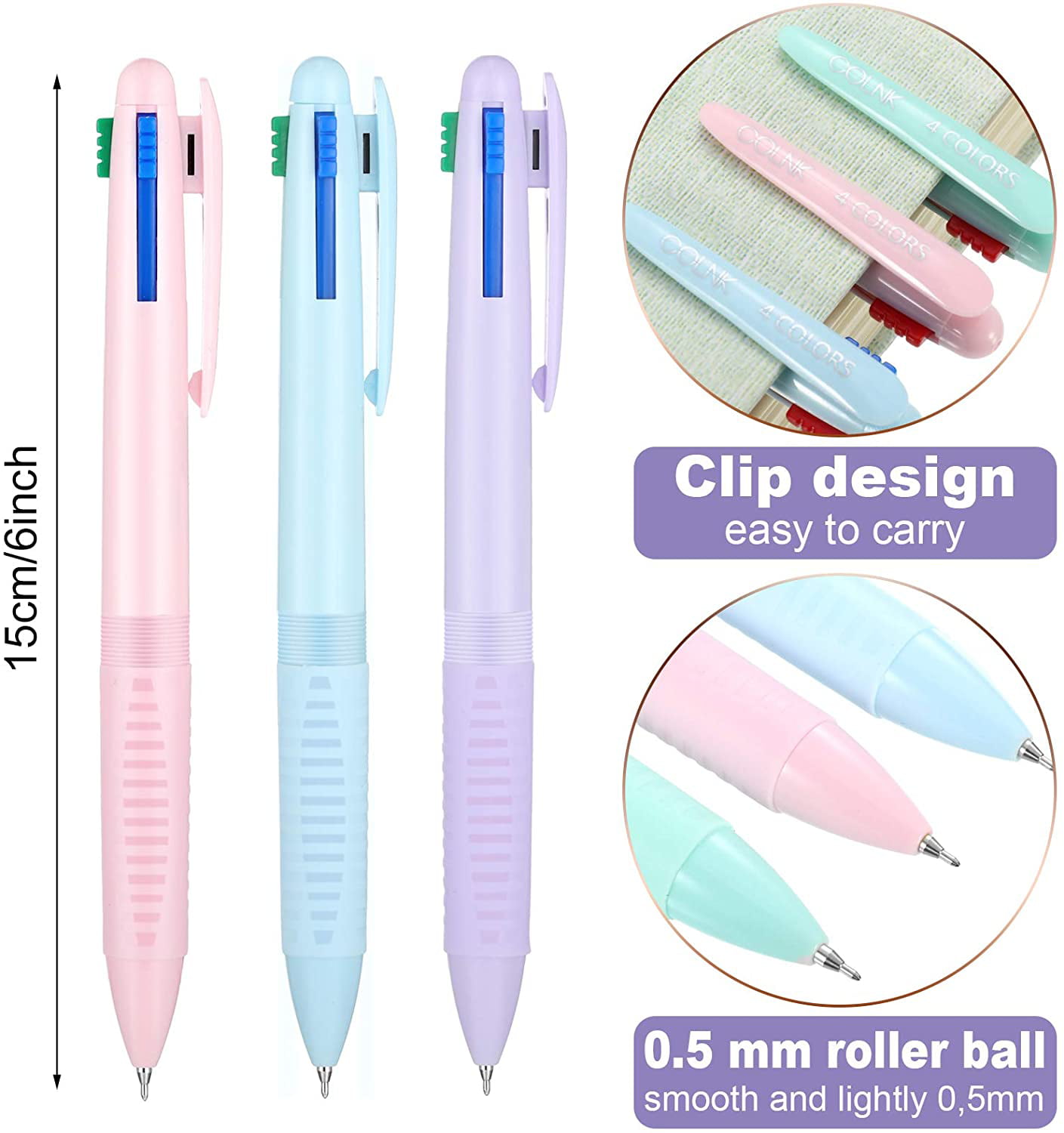 New Design 6 in 1 Color Ballpoint Pen Multi-color Ball Point Pens School Supply 
