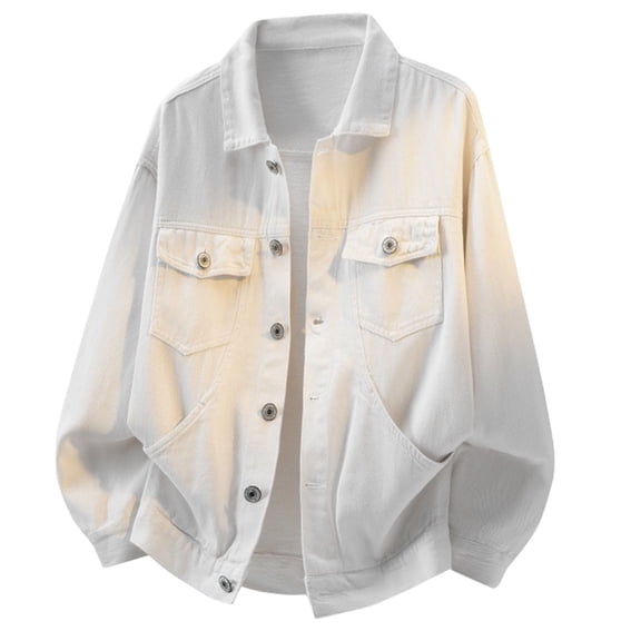 Mens Denim Jacket Trucker Unlined Slim Fit Ripped Jean Coat for Men Spring Fall Casual Outerwear Lightweight Coat