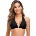 thumbnail image 1 of Top de Traje de baño básico Halter para Mujer con Top de Bikini Triangular Acolchado extraíble Negro M Negro M Xishao ropa, 1 of 2