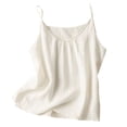 thumbnail image 2 of Aobny Plus Size Pajamas Tops Only Cotton Linen Womens Lounge Tops Sleeveless Solid Spaghetti Strap Ladies Pajamas,White,XXXL, 2 of 5