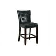 thumbnail image 5 of Contemporary Black Faux Marble Top Counter Height Table w Shelf 4x High Chairs Bench Faux Leather Tufted 6pc Dining Room Set, 5 of 10