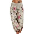thumbnail image 3 of Pantalones de yoga holgados con estampado floral para mujer, de talla grande, estilo indio, de cintura alta y piernas anchas., 3 of 5