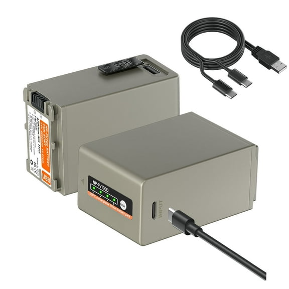 CITYORK 2 Pack NP FV100 Battery, NP FV100A Batteries with Type-C USB Charging Input for NP-FV30 NP-FV50 NP-FV70 SX83E SX63E FDR-AX100 Cameras , 7.4V 4590mAh