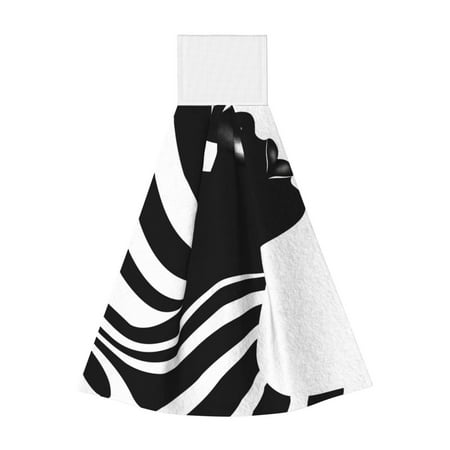

Easygdp Abstract Monochrome Profile Kitchen Hand Towels Hanging Tie Towels Fast Drying Dish Cloth with Loop for Bathroom Restroom Home Decor