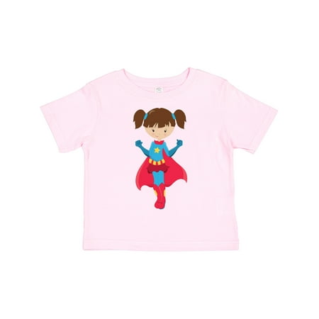 

Inktastic Superhero Girl Cute Girl Brown Hair Red Cape Gift Toddler Toddler Girl T-Shirt