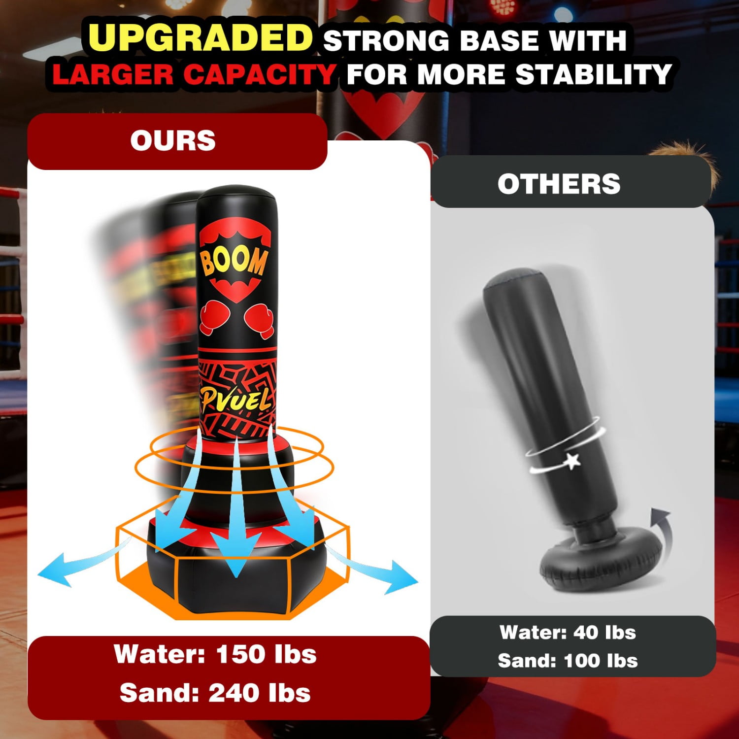 67inch Boxing Punching Bag Set for Adults Teens, Inflatable Boxing Freestanding with Gloves, Pump for Kids Children Youth Men Boxing Training Equipment MMA Fitness Home Gym, Red