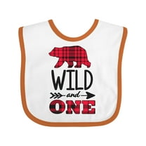 Inktastic Plaid Bear Wild and 1 with Arrow Boys or Girls Baby Bib