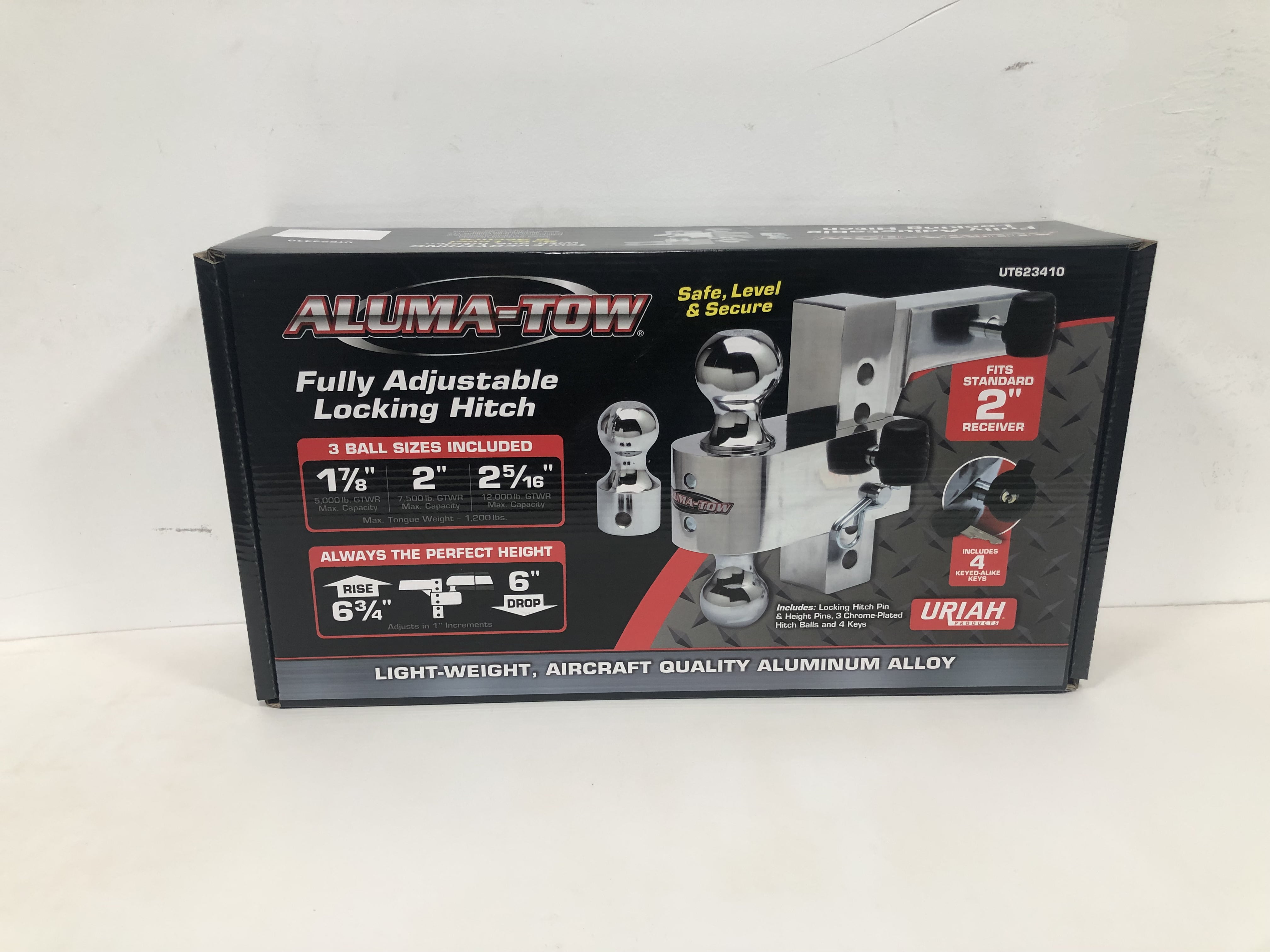 Aluma-Tow - 6" Drop Adjustable Interchangeable Hitch System by Uriah Products - UT623410 - 3 Hitch Balls - Locking Pins - 12,000 lb. GTWR