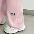 thumbnail image 5 of NIEWTR Girls Casual Straight Leg Pants Wide Loose Fit Lounge Sweatpants Elastic Waist Drawstring Joggers with Pockets Spring（A01-Pink,6-7 Years), 5 of 7
