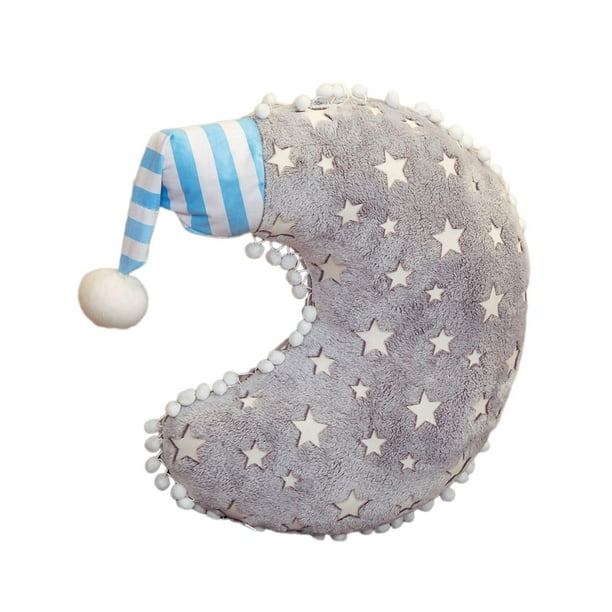 Almohada luminosa creativa de peluche, cómoda y suave para decoración del dormitorio. Luna
