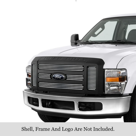 2008-2010 Ford F-250/ F-350/ F-450/ F-550 Super Duty/ (Only Fit Oe Grille With 6-Holes Opening) Main Upper Stainless Steel Polished Finish Horizontal Billet Billet Grille