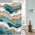thumbnail image 3 of Fabric Shower Curtain, Gradient Ocean Waves Khaki Turquoise Gradient Waves Shower Curtains with 12 Hooks Waterproof Machine Washable Bath Curtains for Bathroom,54 x 78in, 3 of 6