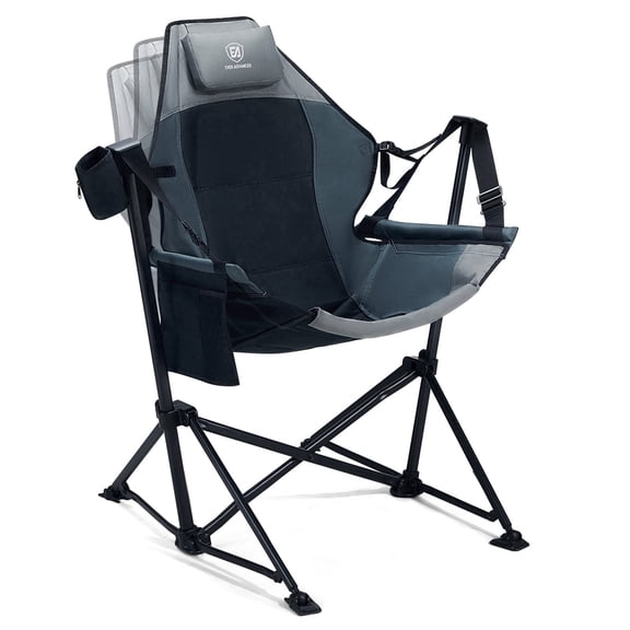 EVER ADVANCED Swinging Hammock Camping Chair with Adjustable Backrest, Supports 300 lbs, Black