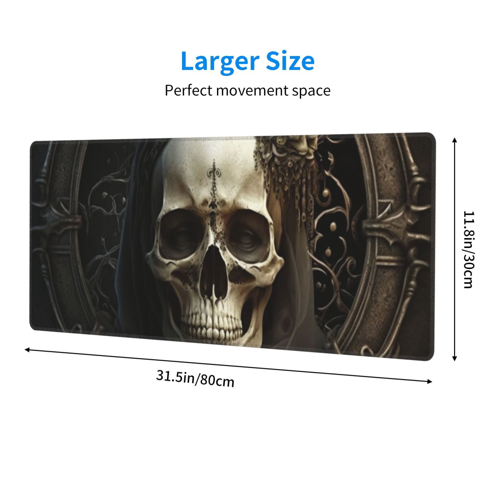 Gothic Witchy Skull Black Mouse Pad Extended Large Gaming Mousepad Non-Slip Rubber Big Keyboard Desk Mat 31.5 X 11.8 Inch