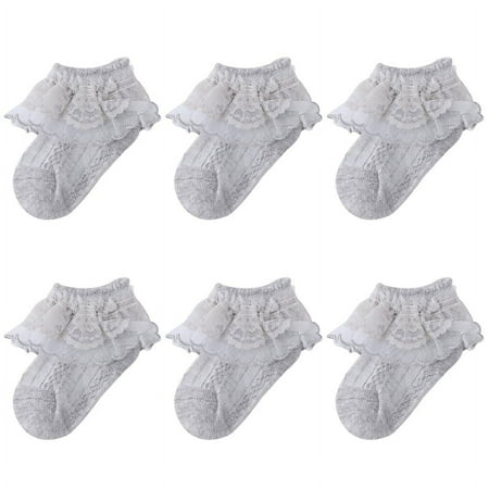 

6Pairs Children s Socks Girls White Princess Mesh Ballet Baby Floral Newborn Accessories Kids Toddlers Infant Clothing[Gray S(0-1Year)]