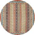 thumbnail image 1 of Ahgly Company Tapis Rond Abstrait Intérieur Brun Gingembre Vert Oriental, 7 Pieds Rond, 1 of 6