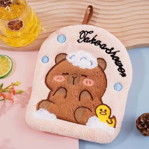 1 pieza, Una linda toalla de mano de jirafa con lazo for colgar, hecha de microfibra suave y absorbente, perfecta for decorar tu baño, cocina o comedor, con lindo estampado animal, hecha de poliéster.