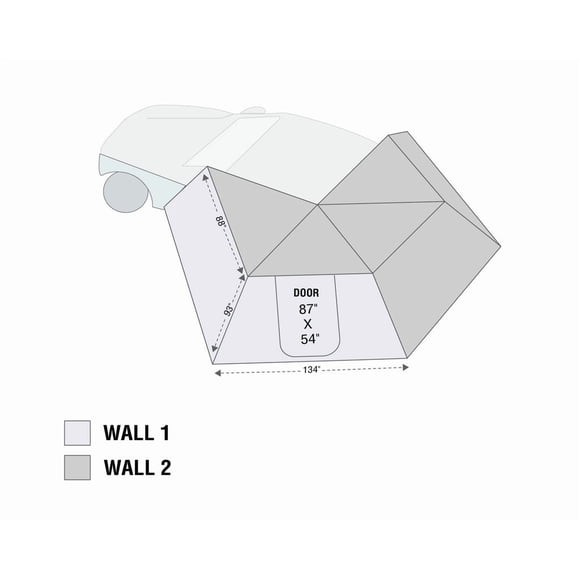 Overland Vehicle Systems Awning Extension Panel 18299909 Nomadic; Side Wall 1; For Use With Nomadic 270 LT Awning; 11.17 Feet Length x 7.75 Feet Height; Driver Side