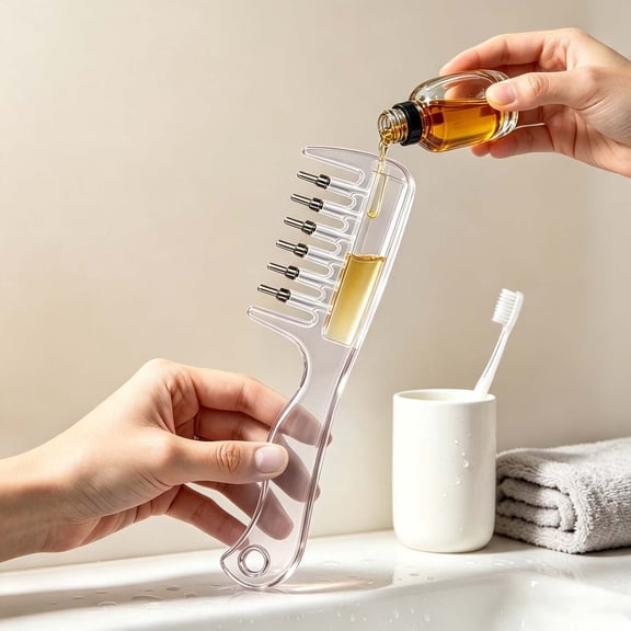 Wide-Tooth Scalp Massage Comb, Scalp Hair Oil Applicator,Hair Growth Serum Dispenser for Scalp Care,Follicle Massage and Hair Treatment
