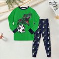 thumbnail image 2 of masbird Little Boys Girls Pajamas Sets Children's Clothing Autumn and Winter Homewear Underwear Set Cotton Baby Long Sleeve Baby Pajamas(Green,6-7 Y), 2 of 9