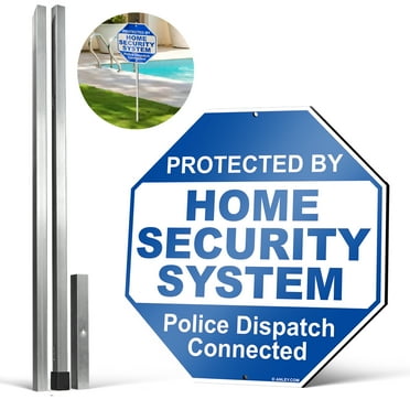 Anley Aluminum Protected By Home Security System Yard Sign 10 x 10 IN with Durable 28 IN Ground Stake - Police Dispatch Connected Warning Sign - UV Protected and Weatherproof for Homes and Businesses