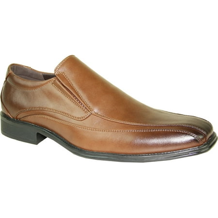 BRAVO Men Dress Shoe MILANO-7 Classic Loafer with Double Runner Square Toe and Leather